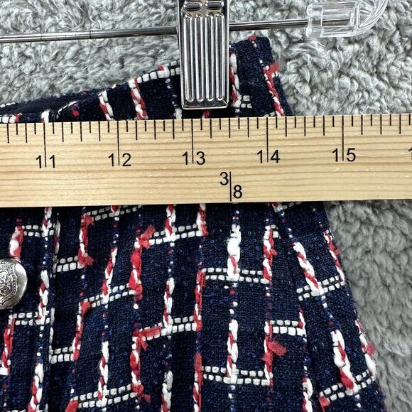 Talbots NWT Women's Size 4P Pencil Skirt Front Buttons Raw Hem Lined Geometric - Picture 6 of 11